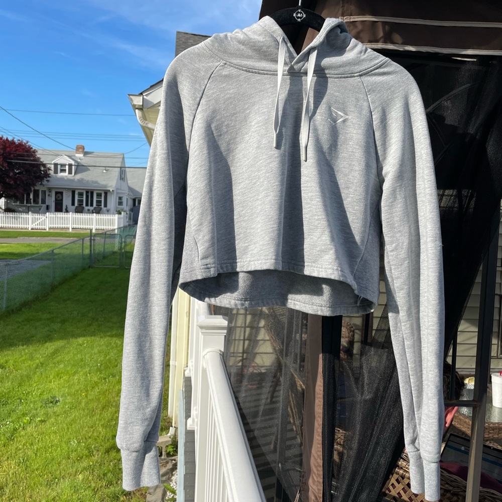 Gray Gymshark training cropped hoodie